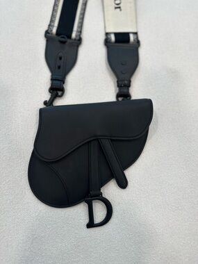 Authentic Dior Saddle Belt Bag Black Matte Hardware + Logo Strap Crossbody